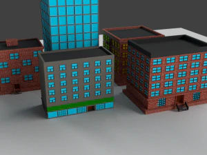 低多边形建筑集合 3D 模型