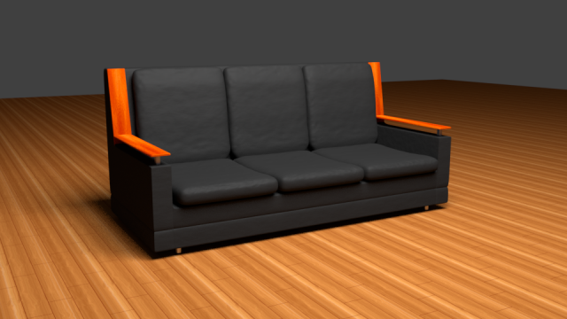 leather sofa with wood elements Model 3D .c4d .max .obj .3ds .fbx .stl .blend 