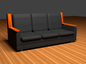 leather sofa with wood elements 3D-Modell