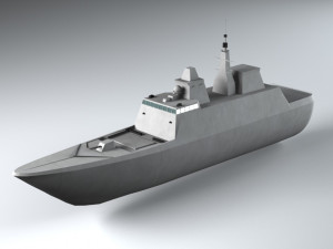 military fregate 3d 3D Model