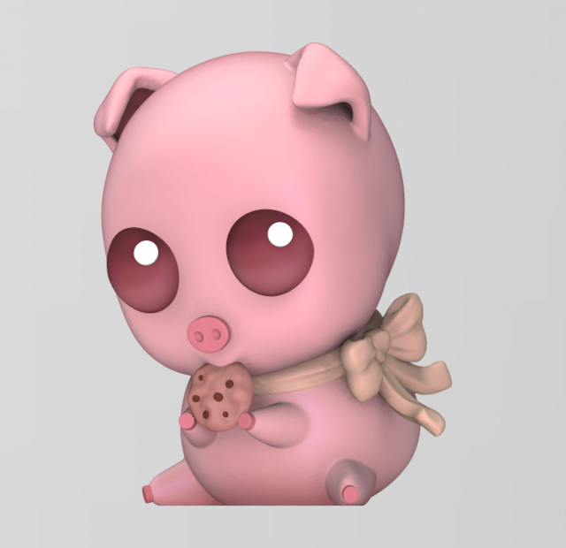 cute chibi pig Model Cetak 3D .c4d .max .obj .3ds .fbx .stl .blend 