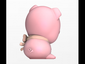 cute chibi pig Model Cetak 3D