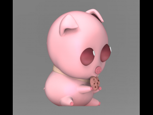 cute chibi pig Model Cetak 3D