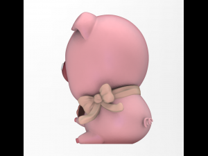 cute chibi pig Model Cetak 3D