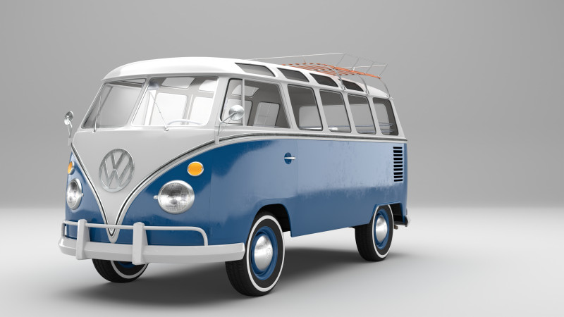 Volkswagen-T1 With full Interior 3D Модель .c4d .max .obj .3ds .fbx .stl .blend 