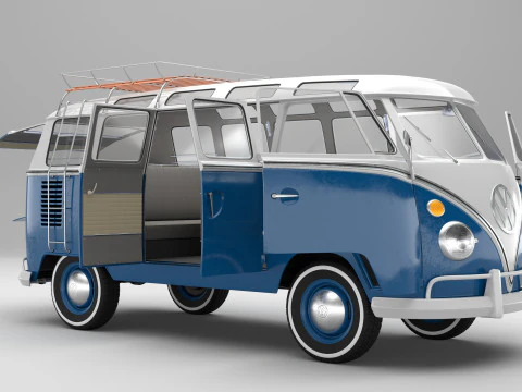 Volkswagen-T1 With full Interior 3D Model