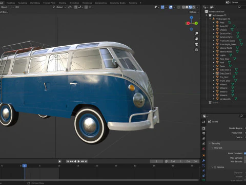 Volkswagen-T1 With full Interior 3D Model