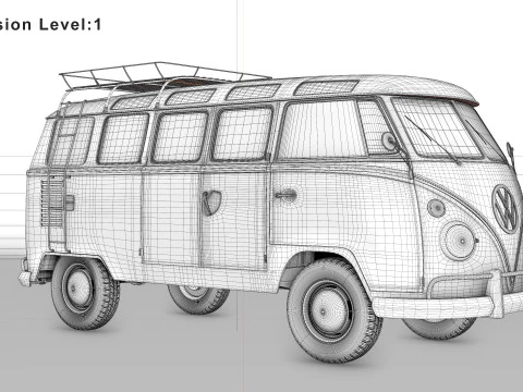 Volkswagen-T1 With full Interior 3D Model