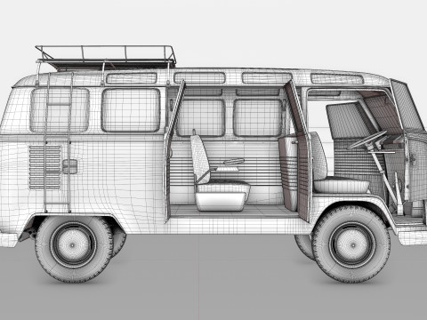 Volkswagen-T1 With full Interior 3D Модель