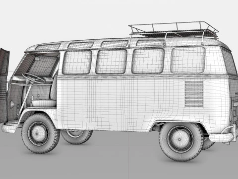 Volkswagen-T1 With full Interior 3D Model