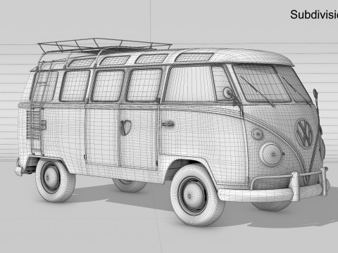 Volkswagen T1 with full Interior 3D Model