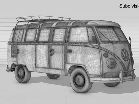 Volkswagen T1 with full Interior 3D Model