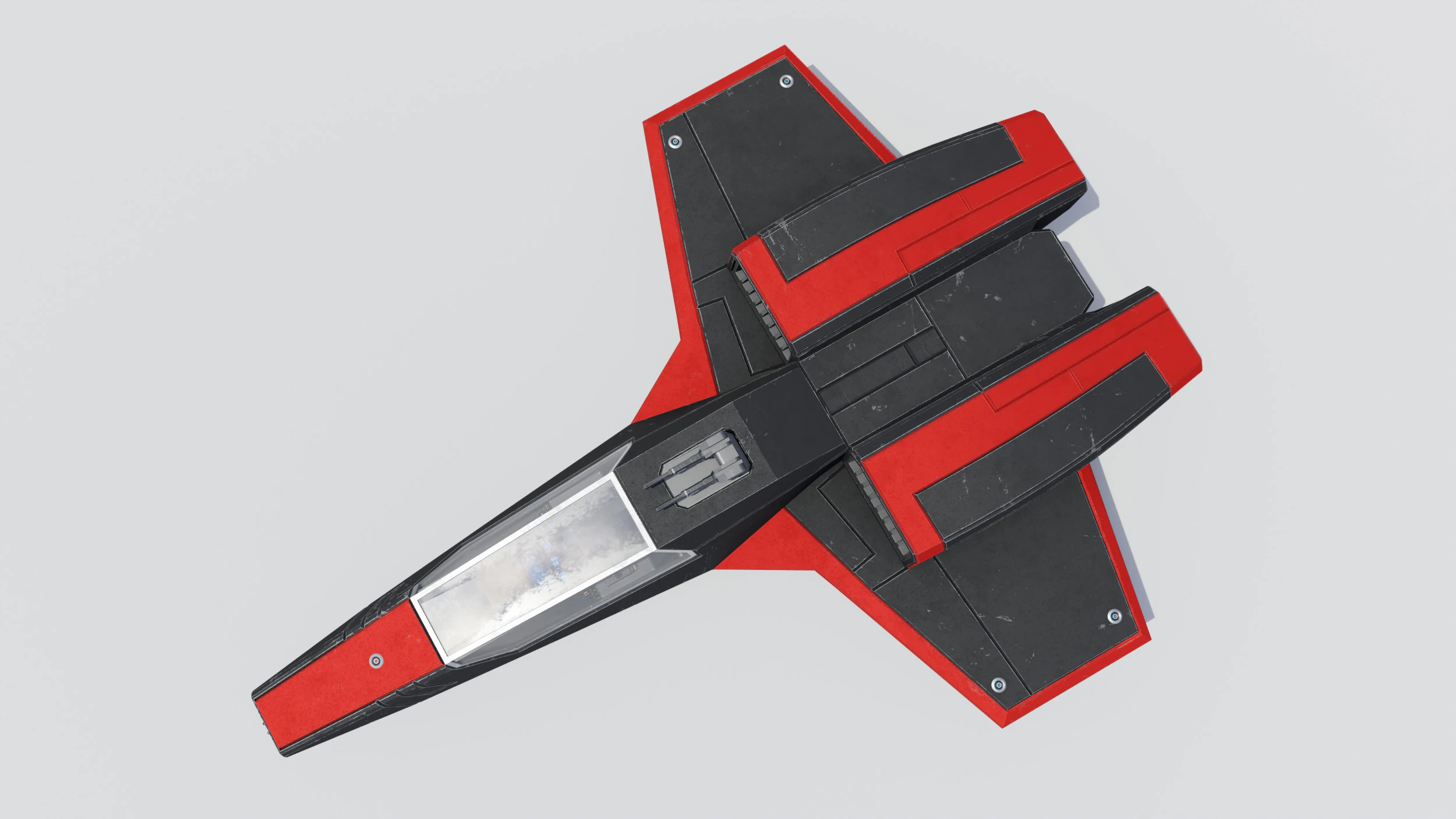 Sci-Fi Space Fighter Jet With Interior Cockpit 3D Model .c4d .max .obj .3ds .fbx .stl .blend