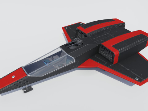 Sci-Fi Space Fighter Jet With Interior Cockpit 3D Model