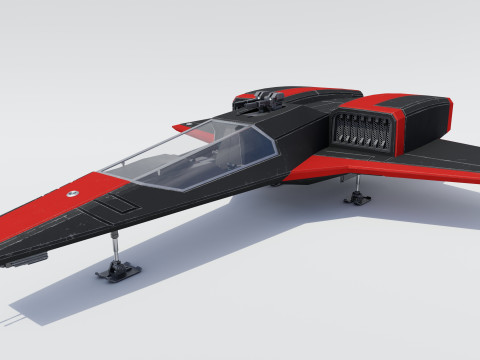 Sci-Fi Space Fighter Jet With Interior Cockpit 3D Model