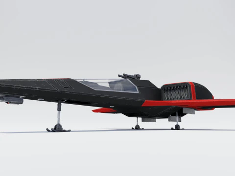 Sci-Fi Space Fighter Jet With Interior Cockpit 3D Model