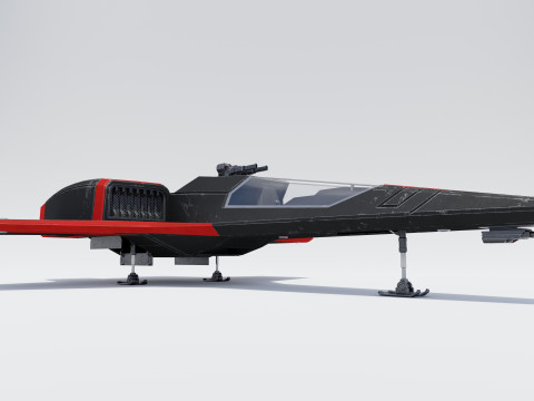 Sci-Fi Space Fighter Jet With Interior Cockpit 3D Model