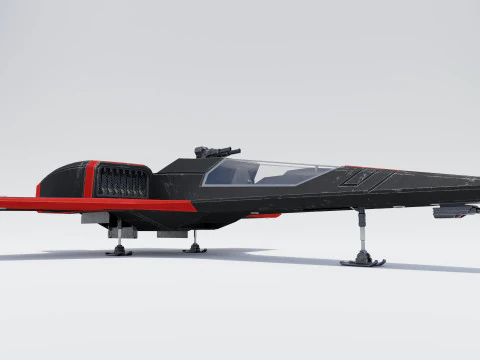 Sci-Fi Space Fighter Jet With Interior Cockpit 3D Model