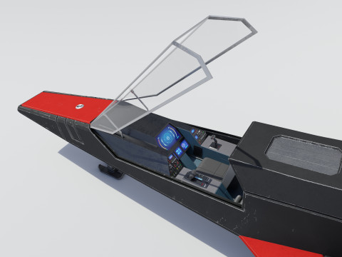 Sci-Fi Space Fighter Jet With Interior Cockpit 3D Model