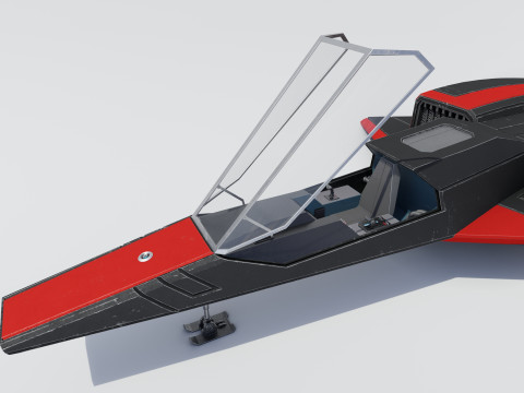 Sci-Fi Space Fighter Jet With Interior Cockpit 3D Model