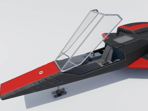 Sci-Fi Space Fighter Jet With Interior Cockpit 3D Model