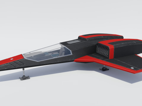 Sci-Fi Space Fighter Jet With Interior Cockpit 3D Model