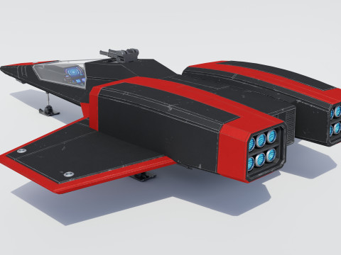 Sci-Fi Space Fighter Jet With Interior Cockpit 3D Model
