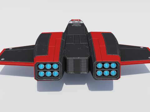 Sci-Fi Space Fighter Jet With Interior Cockpit 3D Model