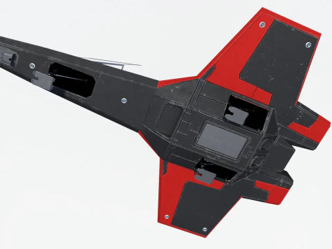 Sci-Fi Space Fighter Jet With Interior Cockpit 3D Model
