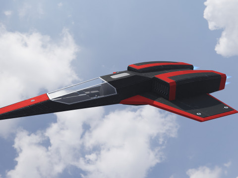 Sci-Fi Space Fighter Jet With Interior Cockpit 3D Model