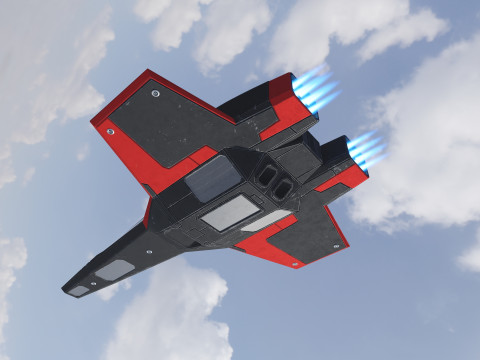 Sci-Fi Space Fighter Jet With Interior Cockpit 3D Model