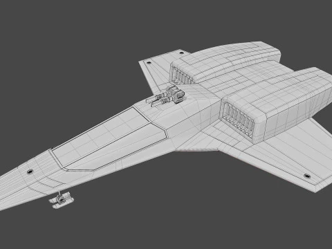 Sci-Fi Space Fighter Jet With Interior Cockpit 3D Model