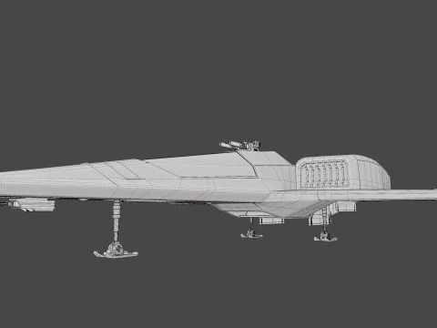 Sci-Fi Space Fighter Jet With Interior Cockpit 3D Model