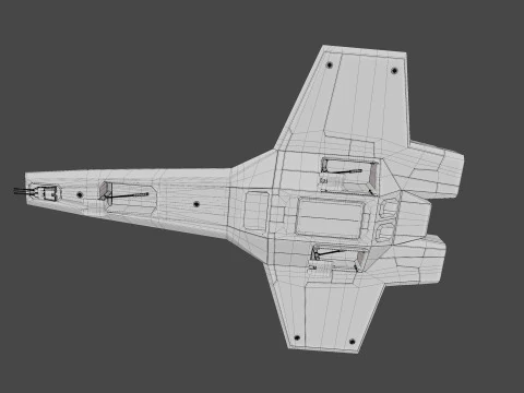 Sci-Fi Space Fighter Jet With Interior Cockpit 3D Model