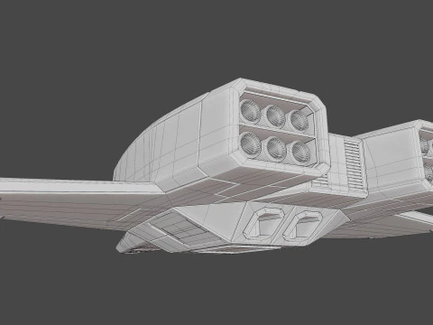 Sci-Fi Space Fighter Jet With Interior Cockpit 3D Model
