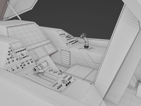 Sci-Fi Space Fighter Jet With Interior Cockpit 3D Model