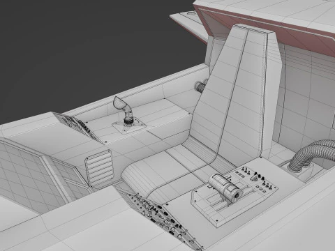 Sci-Fi Space Fighter Jet With Interior Cockpit 3D Model