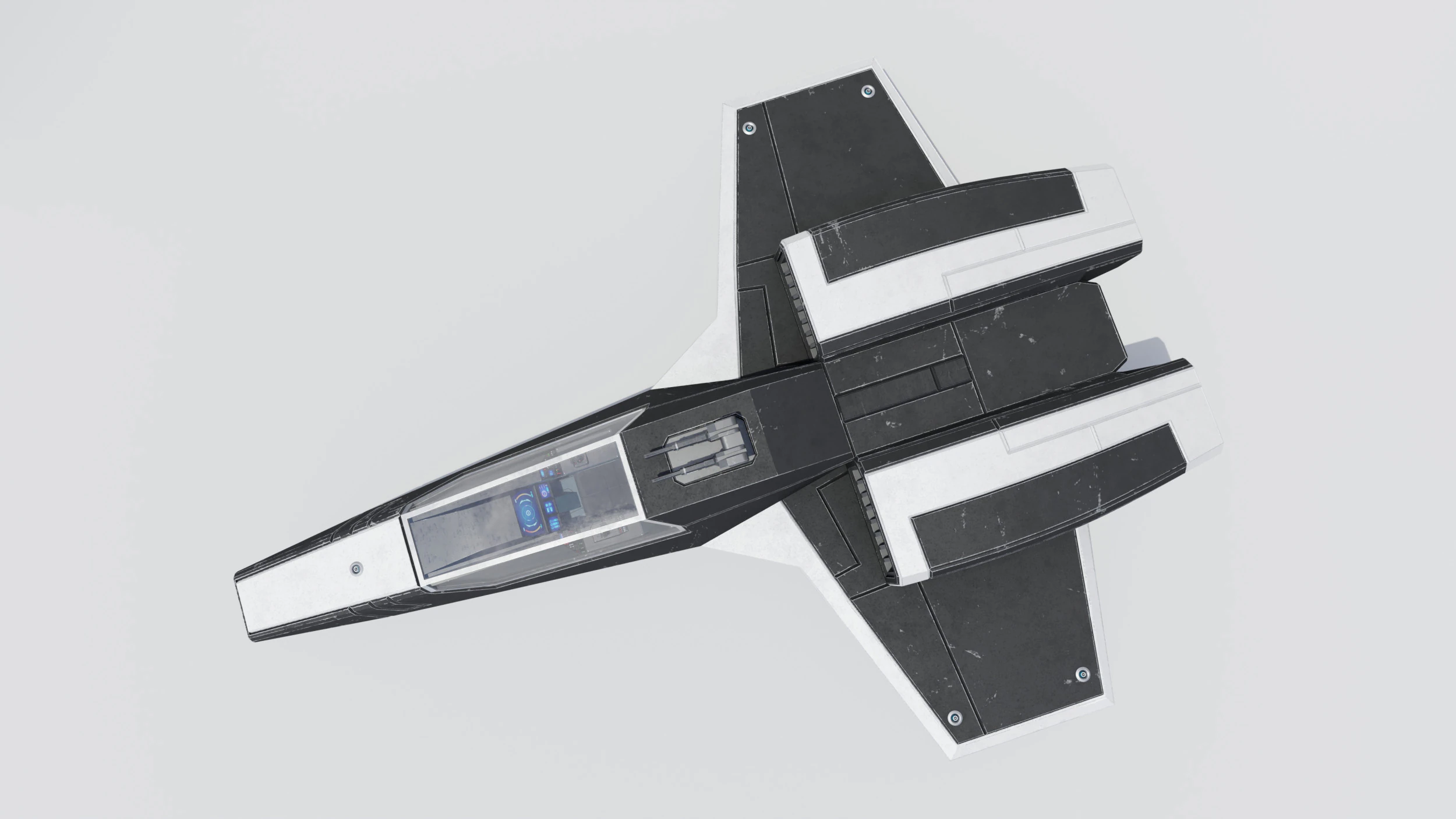 Sci-Fi Space Fighter Jet with Interior Cockpit 3D Model .c4d .max .obj .3ds .fbx .stl .blend 