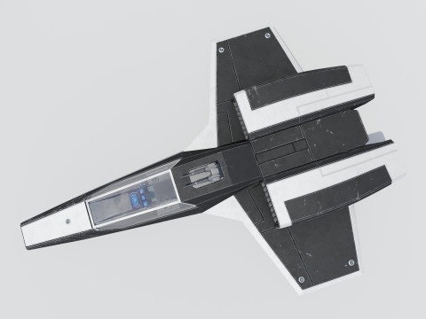 Sci-Fi Space Fighter Jet with Interior Cockpit 3D Model