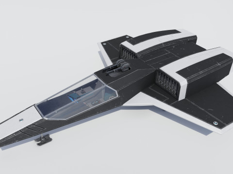 Sci-Fi Space Fighter Jet with Interior Cockpit 3Dモデル