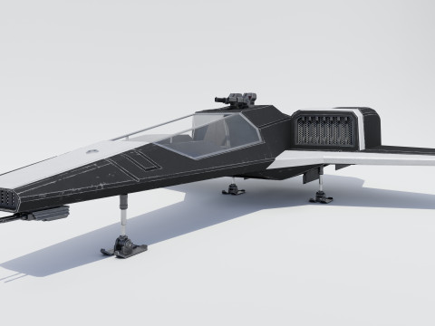 Sci-Fi Space Fighter Jet with Interior Cockpit 3Dモデル