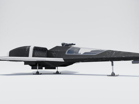 Sci-Fi Space Fighter Jet with Interior Cockpit 3Dモデル
