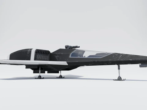 Sci-Fi Space Fighter Jet with Interior Cockpit 3D Model