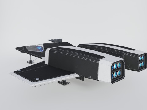 Sci-Fi Space Fighter Jet with Interior Cockpit 3Dモデル