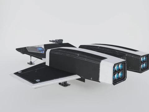 Sci-Fi Space Fighter Jet with Interior Cockpit 3D Model