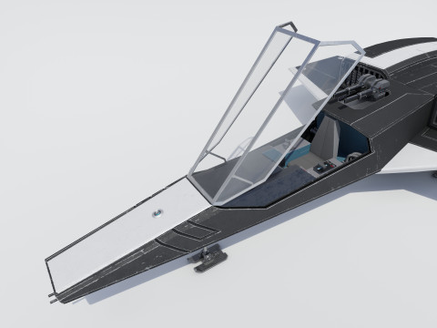 Sci-Fi Space Fighter Jet with Interior Cockpit 3Dモデル