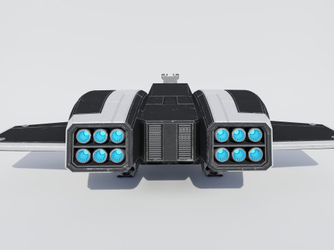 Sci-Fi Space Fighter Jet with Interior Cockpit 3Dモデル