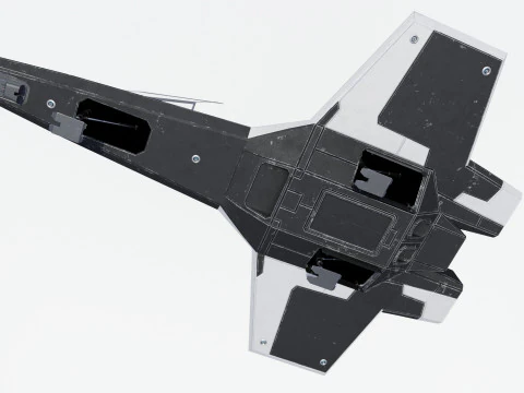Sci-Fi Space Fighter Jet with Interior Cockpit 3D Model