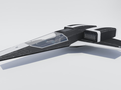 Sci-Fi Space Fighter Jet with Interior Cockpit 3Dモデル