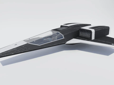 Sci-Fi Space Fighter Jet with Interior Cockpit 3D Model